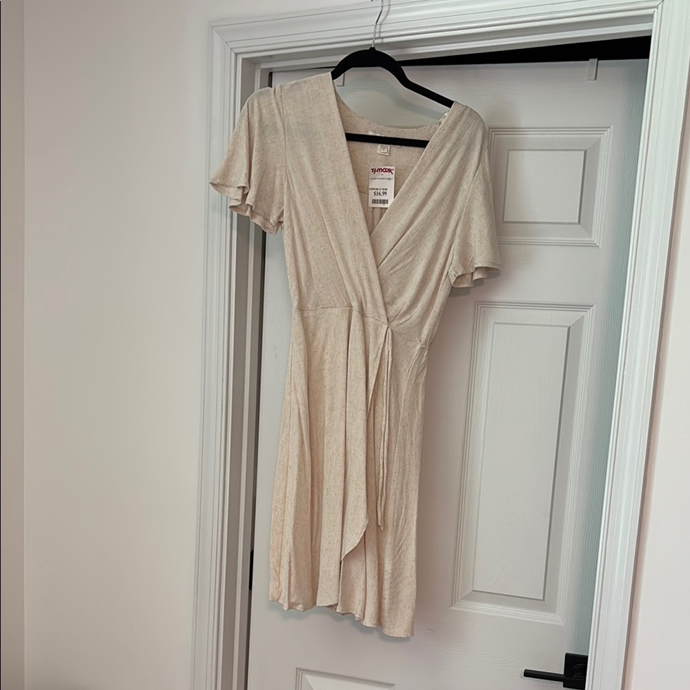 Monteau Tan Flutter Sleeve Mini Sundress